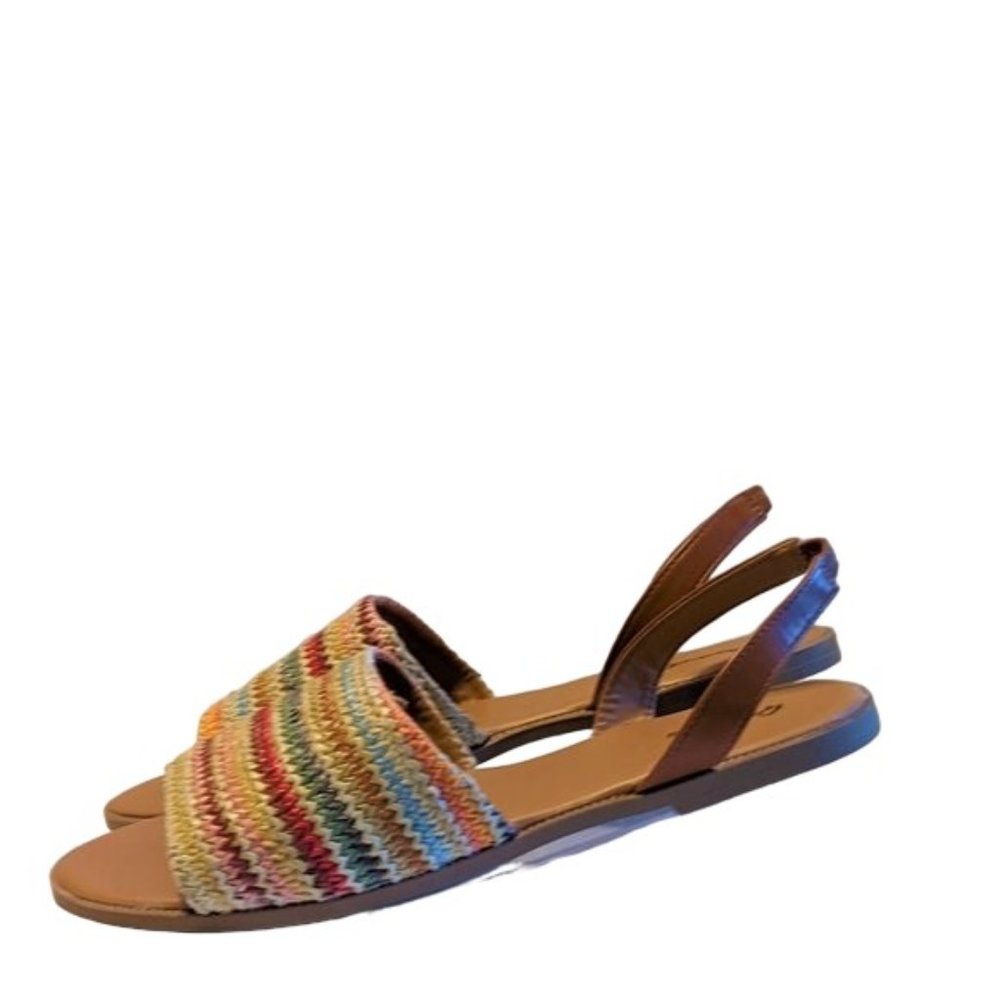Qupid Woven Orange/Tan/Green/Blue) Multicolor Slip On Sandals SZ 10 New w/o Box